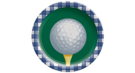 Une assiette à thème de golf.