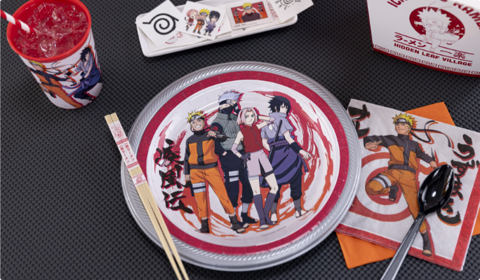 Articles de table à thème de Naruto.