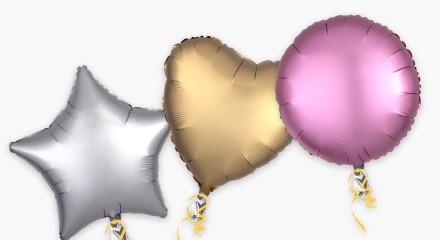 A bouquet of solid coloured balloons.