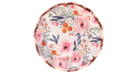 A floral-themed paper plate.