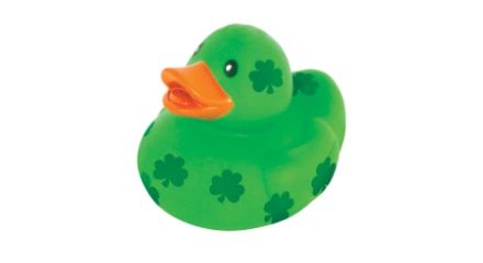 Green shamrock rubber duck.