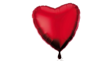 Red heart-shaped foil balloon.