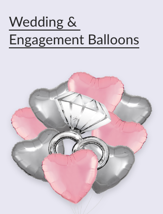 Heart-shaped balloons with a diamond ring balloon.