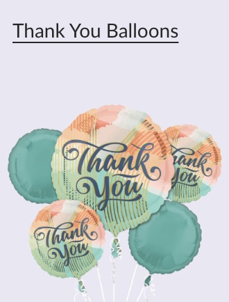 Colourful 'Thank You' balloons.