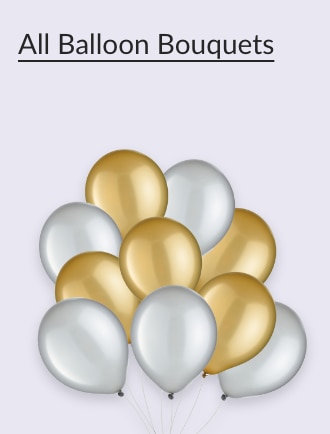 Gold and silver cluster of balloons.