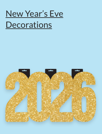 Gold glitter 2026 number banner on a light blue background.