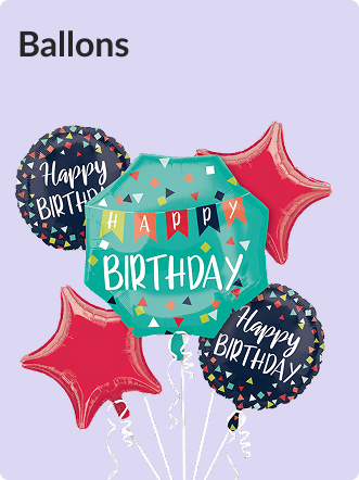 Un ballon de fête vert sur lequel est inscrit « Joyeux anniversaire », entouré de ballons ronds noirs et de ballons rouges en forme d'étoile.