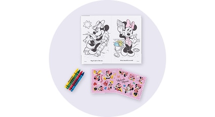 Minnie Mouse colouring book with crayons