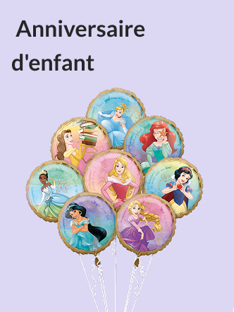 Un bouquet de ballons avec des princesses Disney.